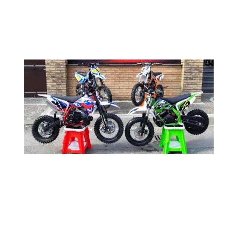 Pitbike motocicletta moto cross 50cc accenzione a pedale ruote 14/12 2 tempi 