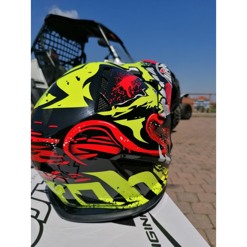 CASCO DA CROSS AIROH WRAAP BROKEN BLU E ROSSO - PaolettiRacing.it