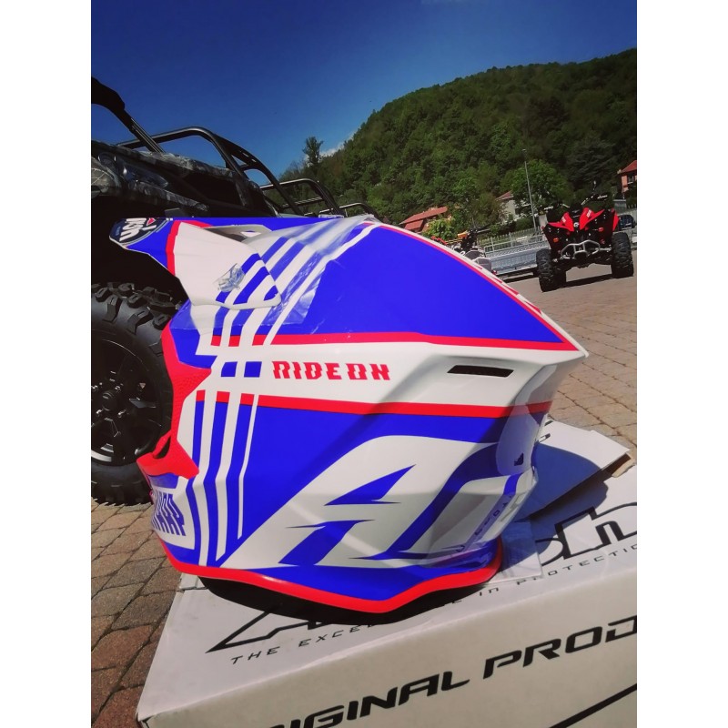 CASCO DA CROSS AIROH WRAAP BROKEN BLU E ROSSO - PaolettiRacing.it