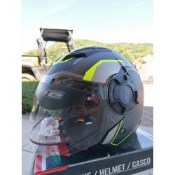 CASCO JET TWISTER CON VISIERA E OCCHIALI DA SOLE COLORE NERO GRIGIO GIALLO